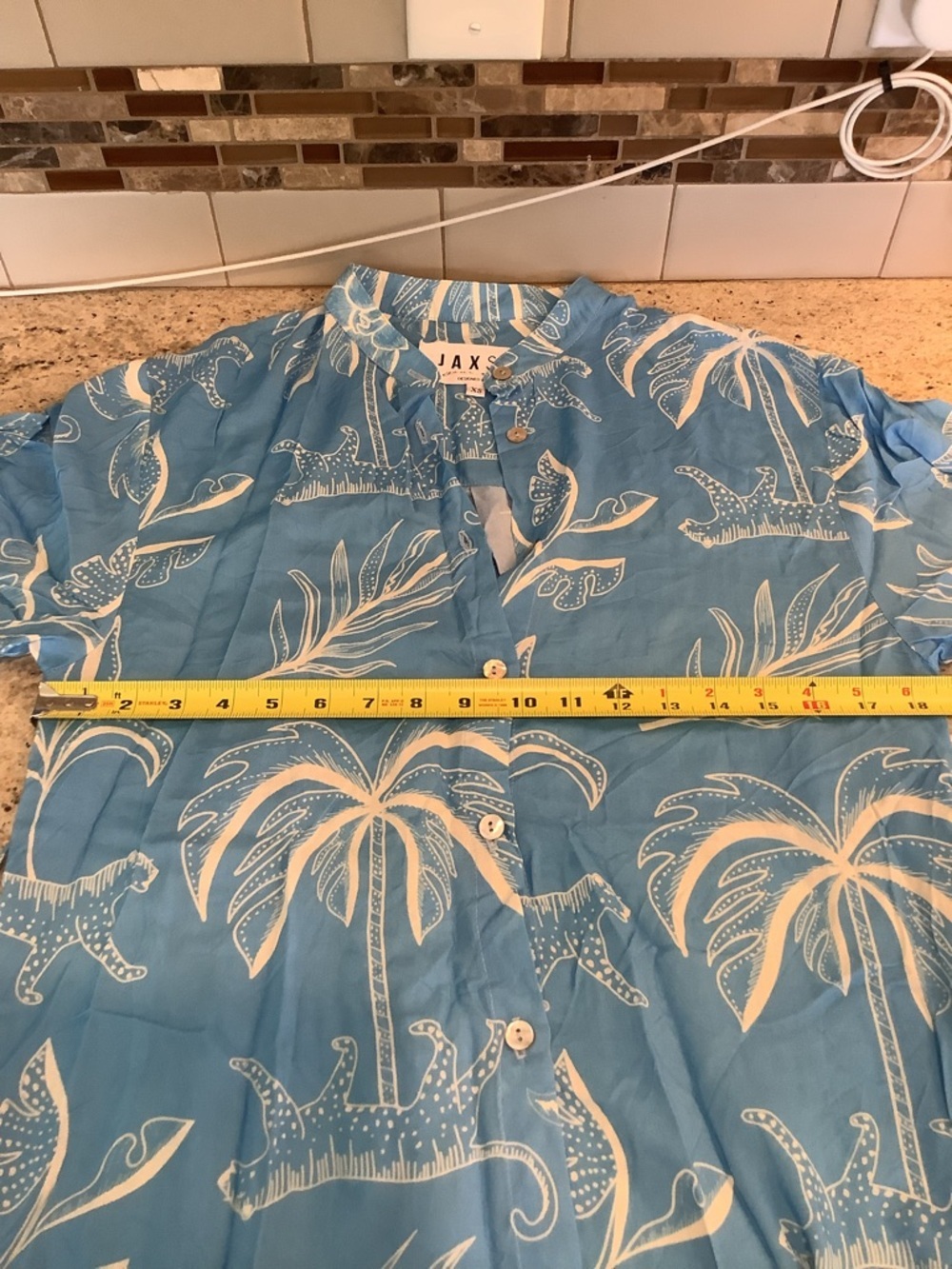 Jaxsea Hawaii Blue Tropical Button-Front Midi Dress Size XS - Picture 5 of 8